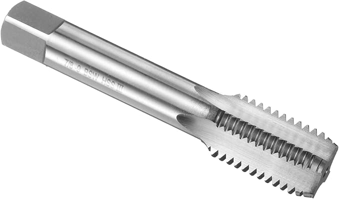 uxcell Hand Bottom Tap 7/8"-9 BSW 2B Thread Bottoming Style Threading Taps High Speed Steel HSS6542 Straight Flutes Screw Tapping Tool