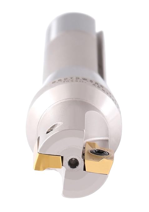 Accusize Industrial Tools 1'' by 5-27/32'' 90 Degree R8 Shank Indexable End Mills with 2 Apkt1604 Carbide Inserts Installed, 0028-6903