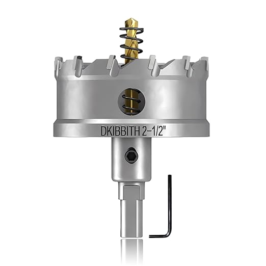 TCT Hole Saw Set, 2-1/2"(64mm) Heavy Duty Tungsten Carbide Tipped Hole Cutters for Stainless Steel Mild Steel Copper Iron Brass Plastic and More, with Titanium-Plated Pilot Drill Bits