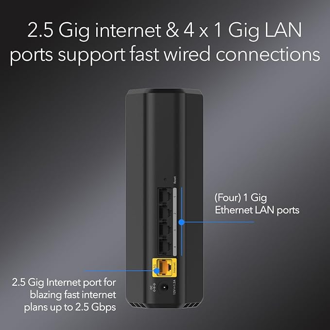NETGEAR Nighthawk Dual-Band WiFi 7 Router (RS100) ??Router Only, BE3600 Wireless Speed (up to 3.6 Gbps) - Covers up to 2,000 sq. ft., 50 Devices ??2.5 Gig Internet Port - Free Expert Help