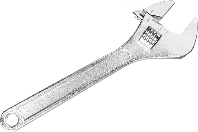 HOIGON 4-Piece Heavy-Duty Adjustable Wrench Set(6", 8", 10", 12"), Wide Jaw Wrenches with Laser-Etched Metric & SAE Scales for Automotive, Plumbing & Repairs, Silver