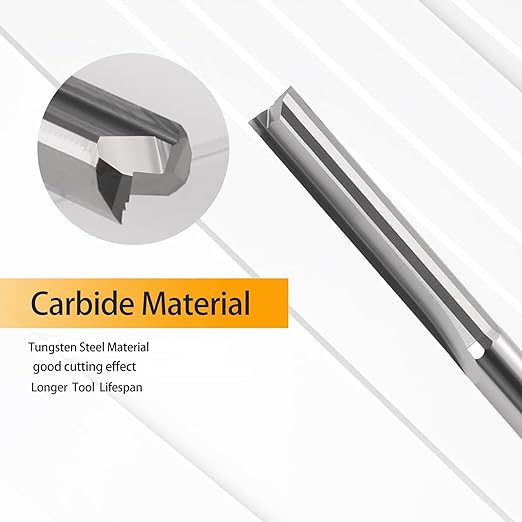 HOZLY CNC Router Bits 1/16 Straight Router Bit 1/8 Shank Straight Flute Carbide End Mill Cutter 2-Flute Milling Tungsten Steel 12mm CEL/38mm OAL for Woodworking 10 Pack (1/16 Cutting Dia)