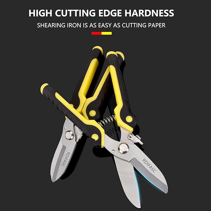 Heavy Duty Scissors Industrial, Tin Snips Heavy Duty,8 Inch Metal Shears,Multi-Purpose Cutter with Comfort Grips,Metal Snips of Cable Wires,Thin Iron,Cardboard