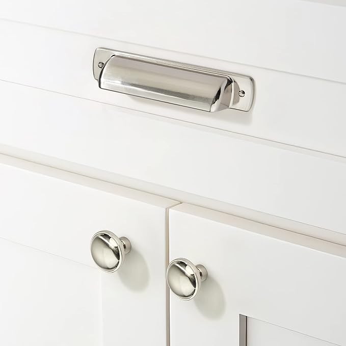khtumeware 10 Pack 1-1/4 Inch Brushed Satin Nickel Cabinet Knobs Solid Round Dresser Knobs Drawer Knobs Simple Cabinet Hardware for Drawer Pulls.