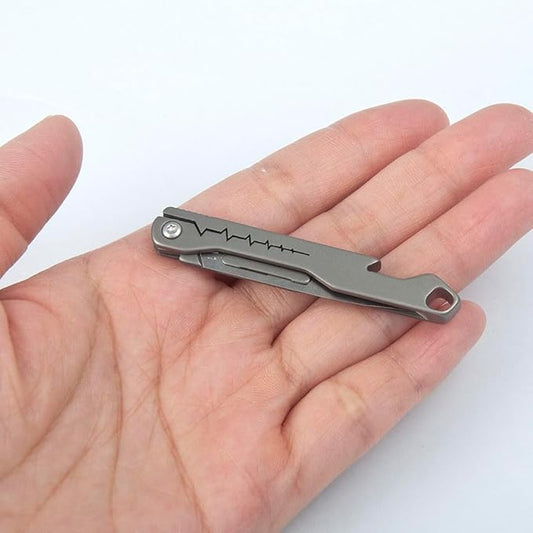 Titanium Utility Knife Pocket Folding Knife for Everyday Use with 10 Quick Change Blades, Ultra Compact and Lightweight