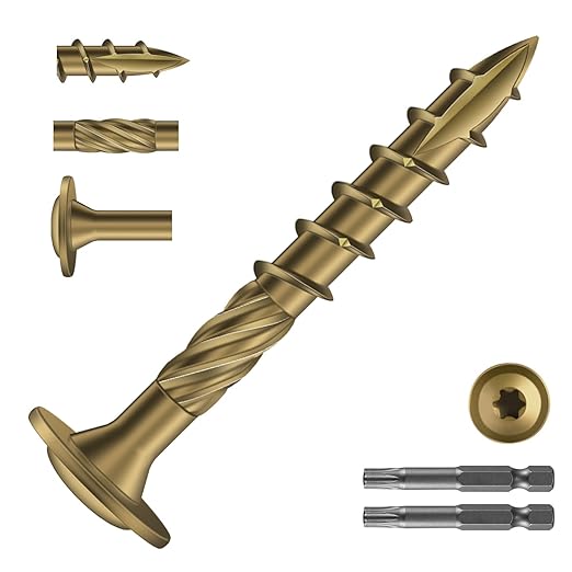 #14 x 2 Inch Lag Screws (124Pcs) 2lb. Structural Wood Screw, Bronze, Carbon Steel, Washer Head, Rust Resistant epoxy Coated, T30 Star Bit