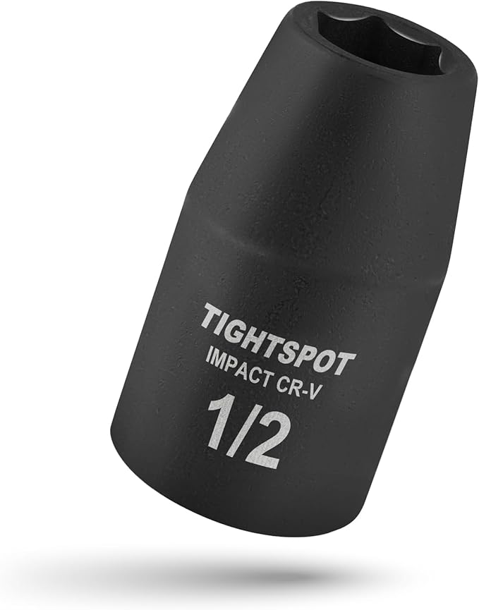 TIGHTSPOT 1/2 Inch Drive - 1/2 Inch Shallow Impact Socket with Anti-Rounding 6 Point Design, Heat-Treated CRV Steel