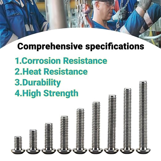 Metuja M5-0.8x12mm 100Pcs, Button Head Socket Cap Bolts Screws, Stainless Steel, Professional Set Screw, Clear and Complete Full Thread, Silver Bright Finish Furniture Bolt, Allen Hex Drive