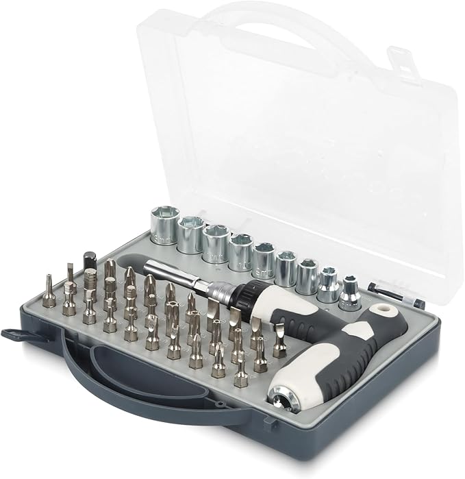 Magnetic Precision Screwdriver Set 41 in 1, Alloy Tool Steel, Multi Bit Magnetic Drive Kit with Detachable Ratchet Handle, Portable Compact Sturdy Tool Case for Furniture Electronics Bicycle