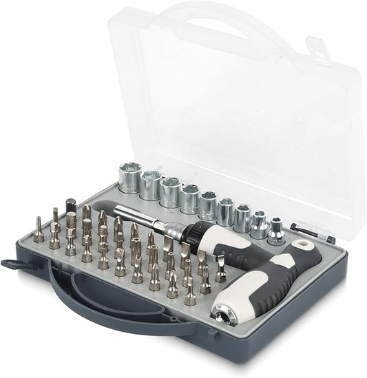 Magnetic Precision Screwdriver Set 41 in 1, Alloy Tool Steel, Multi Bit Magnetic Drive Kit with Detachable Ratchet Handle, Portable Compact Sturdy Tool Case for Furniture Electronics Bicycle