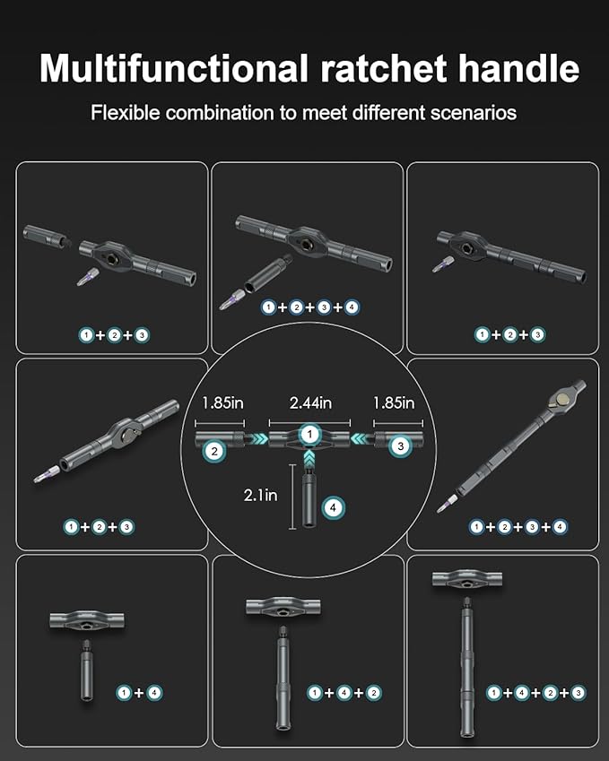 Ratchet Screwdriver Set, 74 in 1 Magnetic Screwdriver Set with Detachable T Handle, Precision Repair Tool Kit for Furniture Assembly, Computer, Bicycles, Appliance, Watch, Doorbell, Camera, DIY
