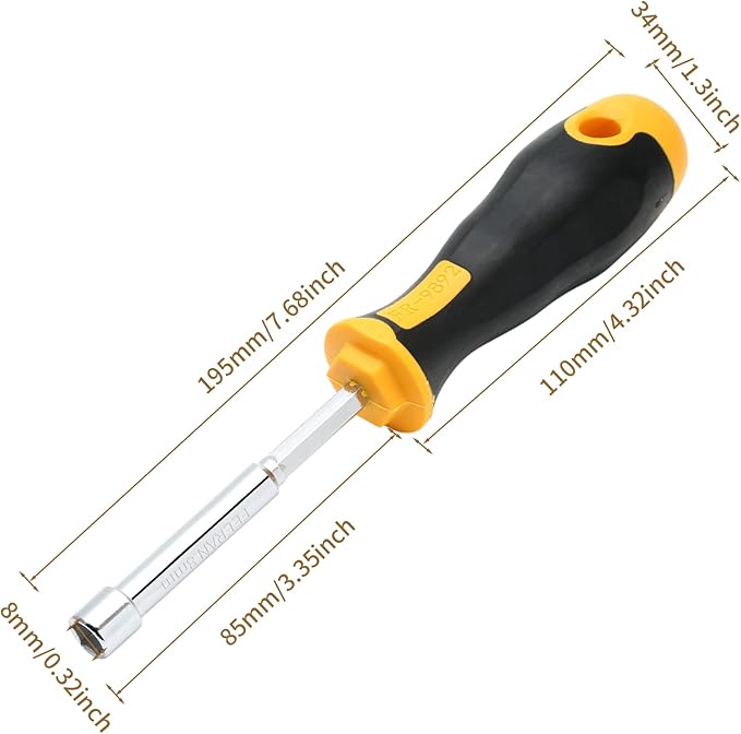 2Pcs 8mm Socket Wrench Screwdrivers High-Carbon Steel Hex Nut Driver for DIY Hand-Making, Repairs