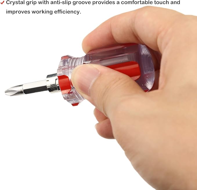 Stubby Magnetic Screwdriver With Phillips Head and Flat Head,Small Pocket Screwdriver for DIY Repairing,2 Piece Set