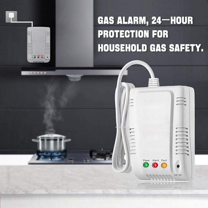 Household Combustible Gas Detector, JT-KBI5 RV Methane Gas Leak Detectors with Visible and Audible Alarm, Plug and Play with Advanced Chip Technology