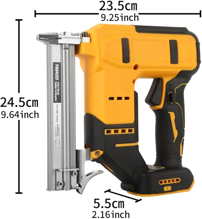 2 in 1 Electric Brad Nailer Compatible with DeWalt 20V Battery(Tool Only), 18 Gauge Cordless Battery Powered Nail Gun/Staple Gun with 1000 Nails &1000 Staples, for Home Improvement, DIY Woodworking
