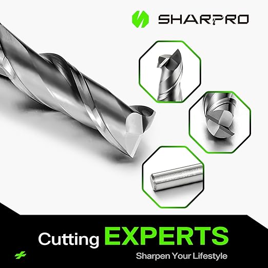 1/4 End Mills 1/4 Inch Shank, 2 Flute Carbide Square Endmill with AlCrN Coated, Upcut Spiral CNC Router Bits for Alloy Steel, Metal and Stainless Steel（5PCS）