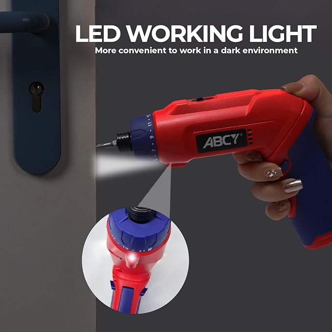 Cordless Screwdriver 3.6 V Electric Rechargeable Set,Battery Powered Screwdriver Kit Including 38pcs Bits, Max 7.1Nm Screw Gun, 21+1 Torque Setting, 2 Position Handle with LED Light
