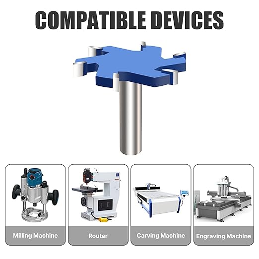 CNC Spoilboard Surfacing Router Bit, 1/2 Inch Shank Slab Flattening Router Bit, 6Wings Carbide Rabbet Slot Cutter for Woodworking, Wood Planing (2-9/16'' D, 5/16'' H)