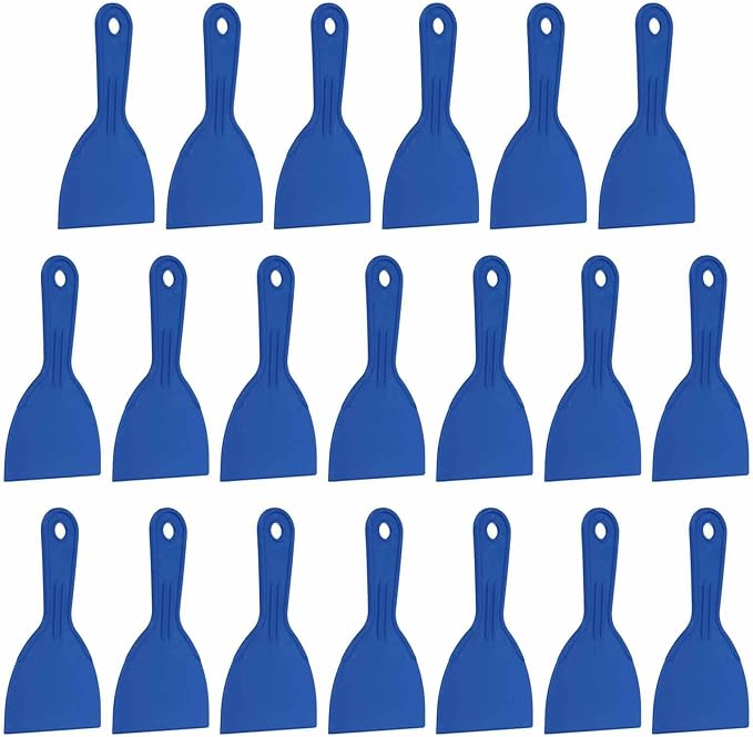 HARFINGTON 20pcs Putty Knife Scraper 4" Width Flexible Plastic Putty Knife Paint Scraper Tool for Taping Drywall Spreading Painting Wall Scratching Blue