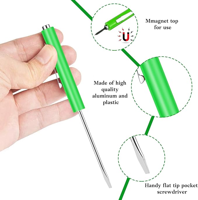 24 Pieces Pocket Screwdriver Mini Tops And magnetic pocket screwdriver with A Single Blade Head for Mechanical, Electrician (Green)