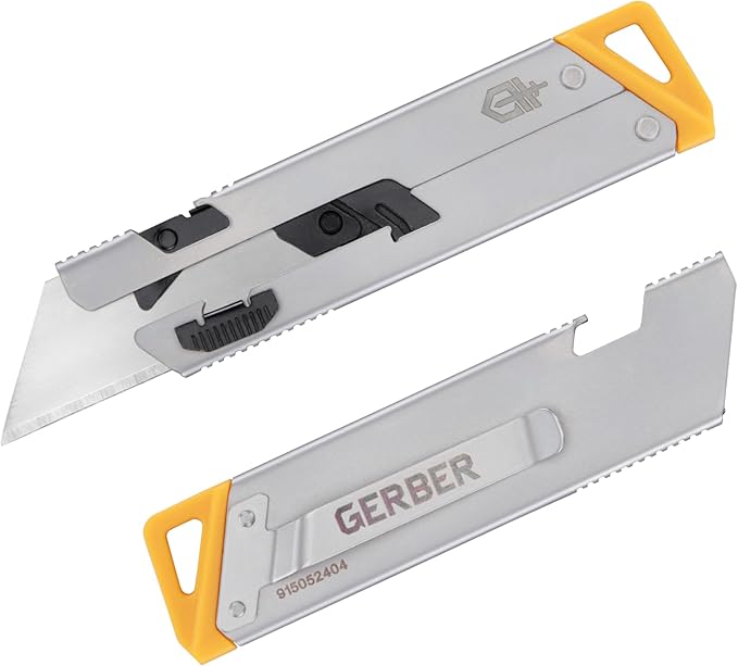 Gerber Gear EAB Utility Knife, Clips to Pocket or Keychain with Replaceable Razor Blade for Everyday Carry, EDC Gear with Box Cutter Retractable, Slim Silver