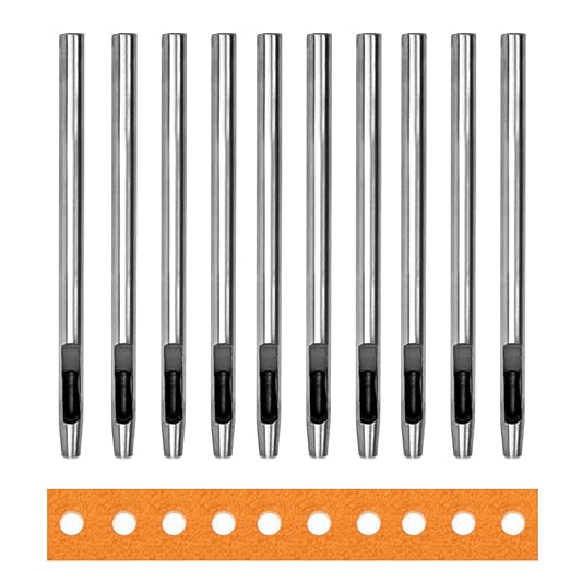 WUTA Hollow Punch Leather Hole Cutter 10Pcs 3.5mm Round Punch Tool Set, Leathercraft Working Kit for Watch Band, Fabric, Plastics, Gasket Belt (1.5mm)