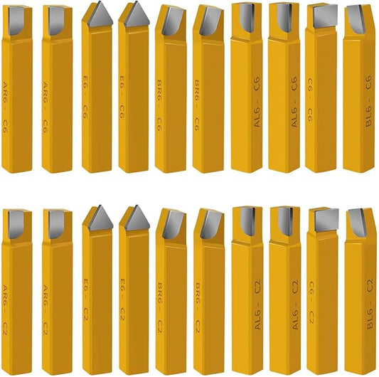 20 pc 1/2" Carbide Tip Tipped Cutter Tool,Metal Lathe Cutting Tools,Lathe Tools Metal Cutting for Metal Lathe Turning, Boring, and Chamfering