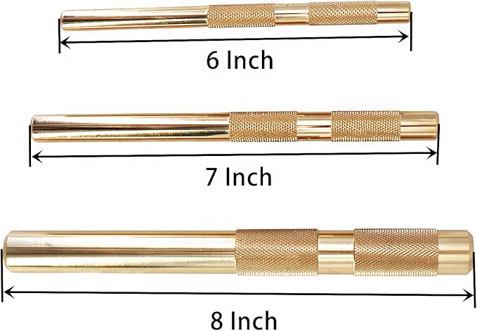 61360 Brass Drift Punch Set, 3/4-Inch 1/2-Inch 3/8-Inch 3/4'' 1/2'' 3/8'' Hand Tool Punches Tools for Home use