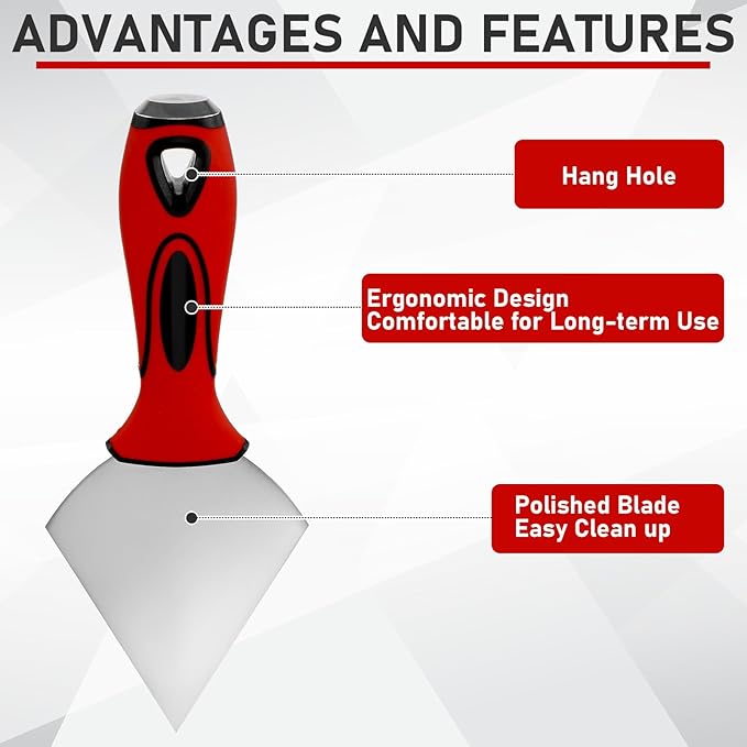 Lothee 3.5" Pointed Drywall Joint Knife Metal Hammer End Professional Finishing Tools High-quality Drywall Knife for Work in Narrow Spaces Plasterboard