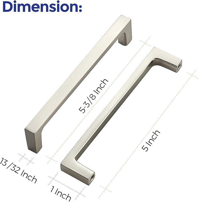Ravinte 5 Pack Solid 5 Inch Kitchen Square Cabinet Handles Brushed Nickel Pulls Drawer Pulls Kitchen Cabinet Hardware Handles