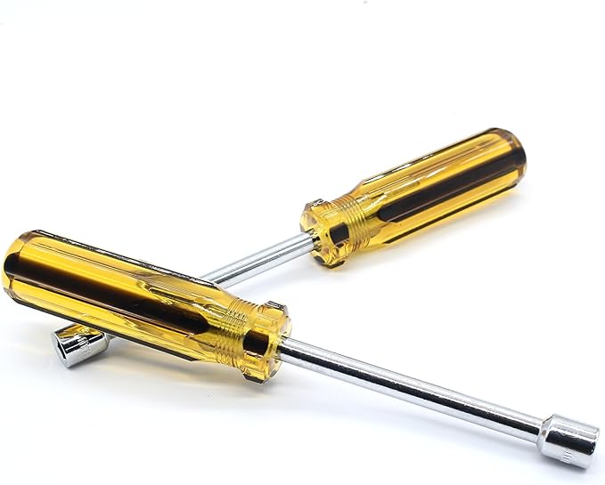 2Pcs 7mm Socket Wrench Screwdriver, Hexagon Nut Driver with Steel Cushion Grip for Easy Hand-Making and Repair Projects