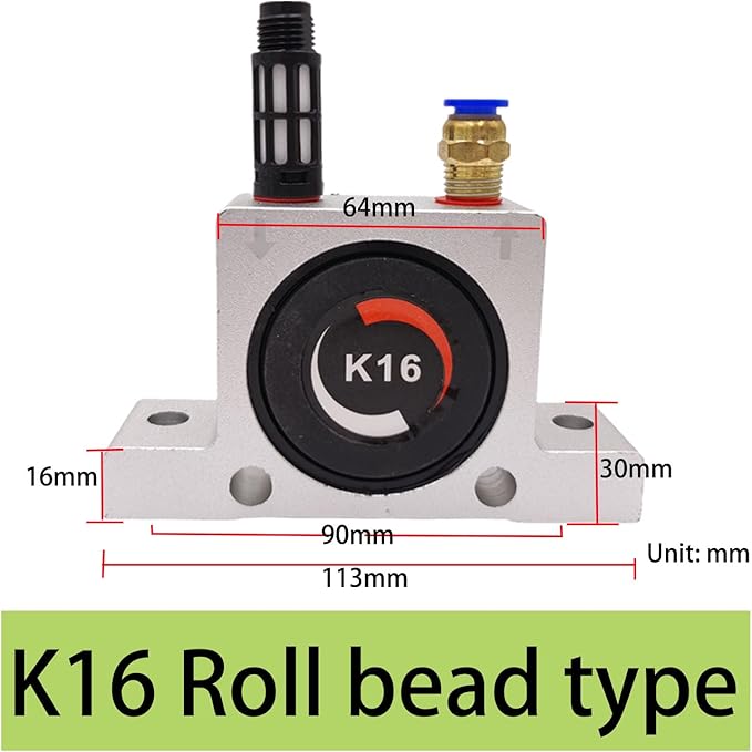 K16 Pneumatic Turbine Vibrator G1/4in Air Turbine Industrial Type Ball Oscillator with Silencer Connector for Vibration