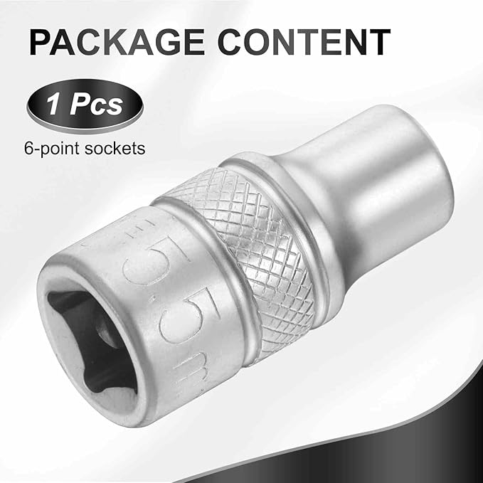 HARFINGTON 6 Points Deep Socket 1/4" Drive 5.5mm Deep Metric CR-V Steel Polished Nickel Plating Flip Sleeve 25mm / 1" Extra Long Socket Tool for Home Auto Nuts Bolts Repair