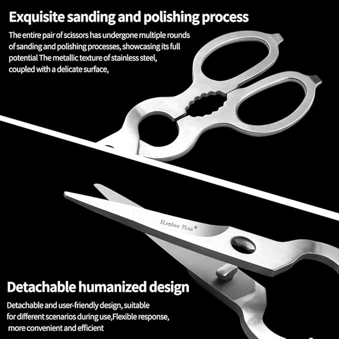 Kitchen Shears Heavy Duty Kitchen Scissors,All Purpose Come Apart Blade Made with All Stainless Steel, Food Scissors for Meat/Vegetables/BBQ/Fish/Spices/Herbs, Silvery