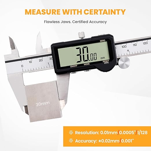 HARDELL Digital Caliper, Rechargeable Digital Caliper 6 inch with Reset Setting, Caliper Measuring Tool with MM/in/F Conversion, Auto Off, Micrometer with Large Screen for Jeweler/Woodworking/DIY