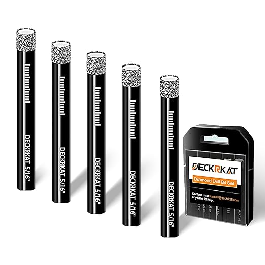 5 Packs Dry Diamond Drill Bits Set 5/16" 8mm Vacuum Brazed Diamond Hole Saws for Granite Tile Ceramic Marble Stone Glass and More Hard Materials (not for Wood), Round Shank with Storage Case