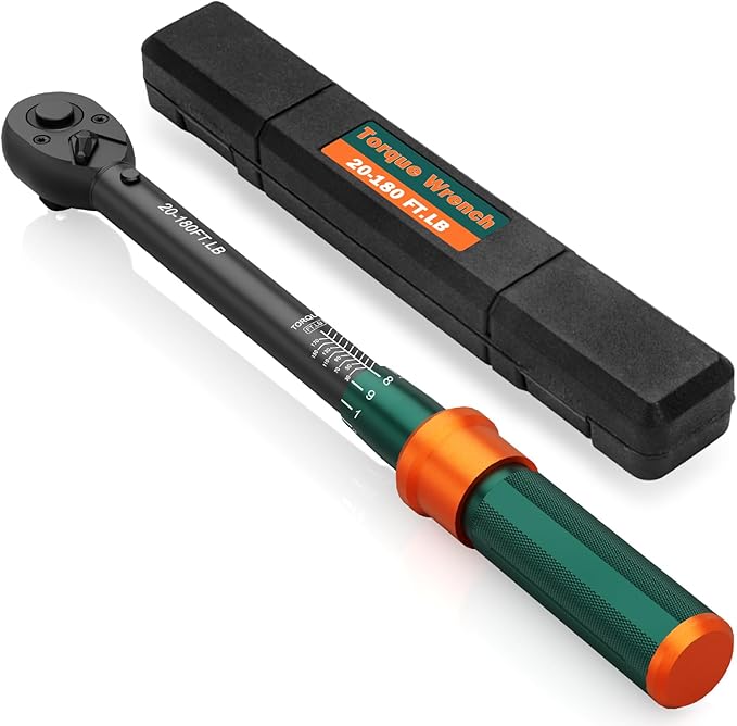 1/2-Inch Drive Torque Wrench, 20-180 Ft.Lb, 짹3% Accuracy, 72-Tooth Dual-Direction Adjustable Click Torque Wrench with Quick Release Ratchet for Bicycle, Motorcycle, Car Maintenance