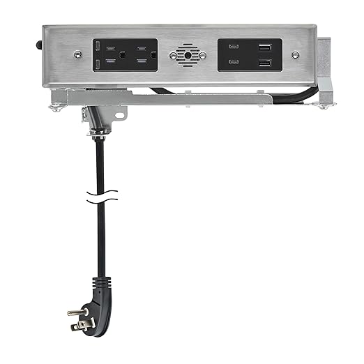 Docking Drawer Blade Duo in-Drawer Outlet, Integrated Safety Shutoff, (2) 65W USB-C, (2) 30W USB-C, (2) USB-A, & (2) 15 amp AC, Stainless Steel