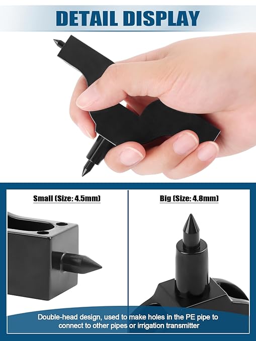 Kalolary 2-in-One Drip Irrigation Tubing Hole Punch, 1/4" Fitting Insertion Tools Drip Tube Hole Punch for 4/7mm PE Pipe Hole Punches