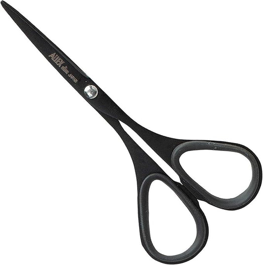 ALLEX Mini Black Scissors for Office 3.9" [Non-Stick], All Purpose Slim & Thin Low Profile Scissors, Made in JAPAN, All Metal Sharp Japanese Stainless Steel Blade with Non-Slip Soft Ring, Black