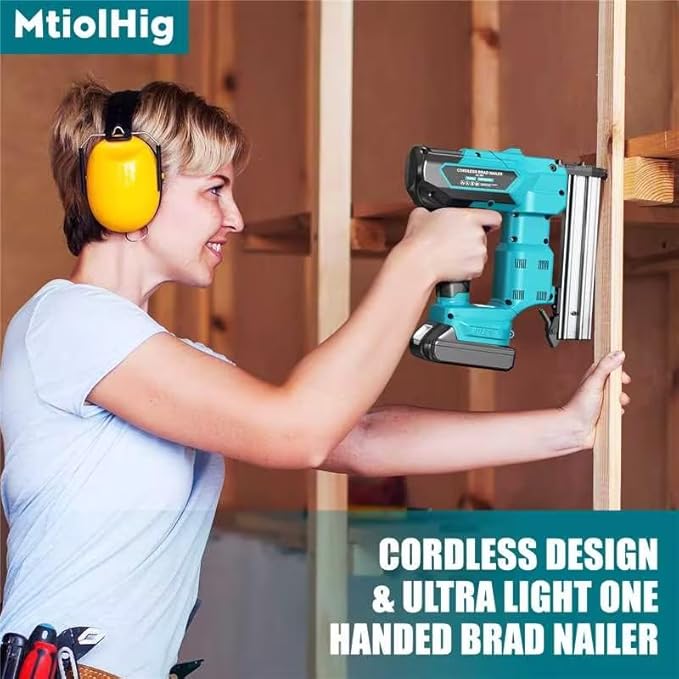 Cordless Brad Nailer Compatible with Makita 18V Lithium-Ion Battery, Powered Electric Nail Gun for Wood 18GA, Brushless Motor, 2 Mode, 18 Gauge 5/8 to 1-1/4 Inch, Tool Only