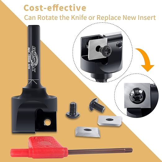 CNC Spoilboard Surfacing Router Bit, 1/4" Shank 1" Cutting Diameter, Carbide Insert Slab Flattening Router Bits Planing Bit Wood Planer Bit Woodworking Tools by BINSTAK