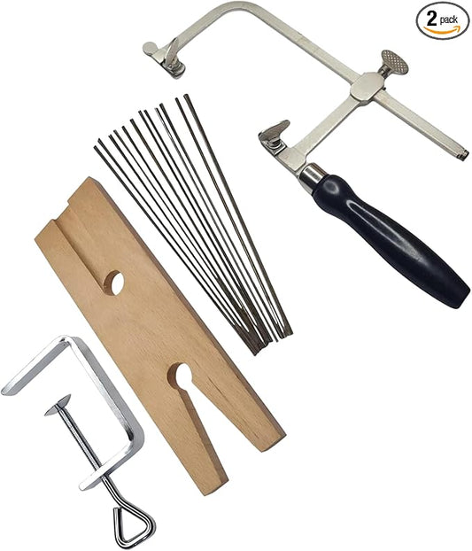 3-in-1 Professional Jeweler's Saw Kit - Adjustable Saw Frame, 144 Blades (Sizes 1/0-2), and V-Slot Wooden Bench Pin with Clamp - Jewelry Making, Wood, Metal and Craft Cutting Tool Set