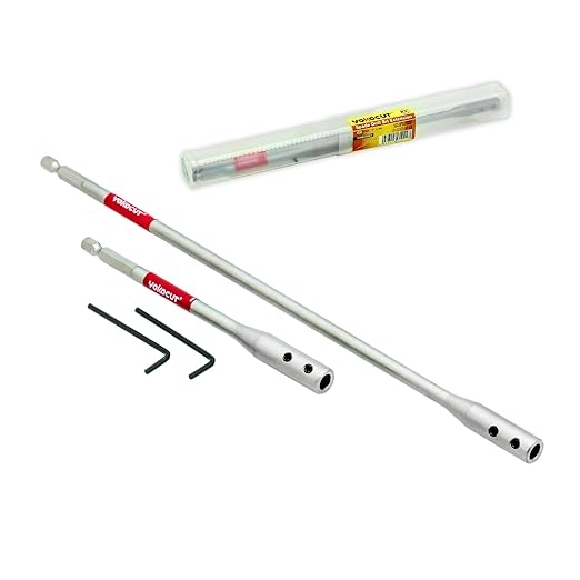 Drill Bit Extension Set, 6 and 12 Inches 1/4 Hex Shank Extension for Spade Bits, 2X Hex Key Included, Wood Spade Drill Bit Extension