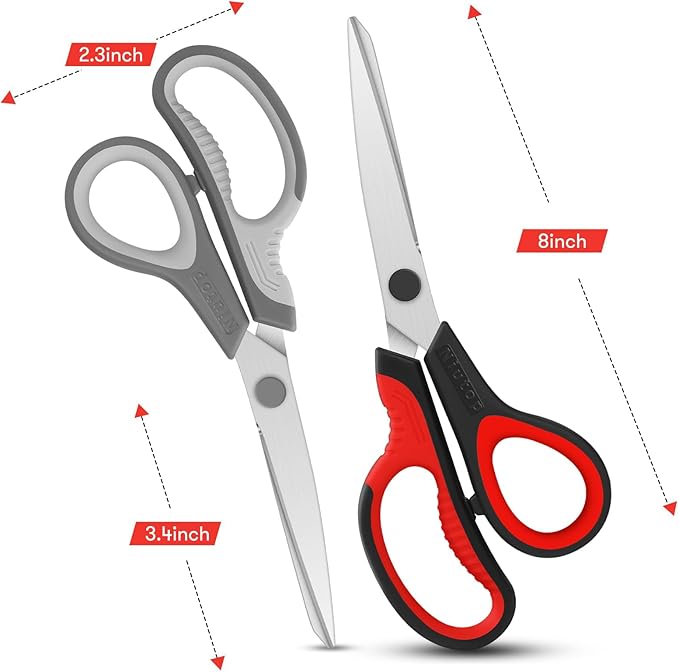 Scissors, Niutop 8" All Purpose Scissors Heavy Duty Ergonomic Comfort Grip Craft Shears Sharp Scissors for Office Home Household Sewing High/Middle School Students Teacher Art Craft DIY Supplies