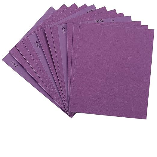Sandpaper 240 Grit, Wet Dry Sanding Sheets 9 x 11 Inch, Advanced White Fused Alumina Abrasive Sander Paper for Wood Furniture Finishing, Metal Sanding, Automotive Polishing,12-Sheets