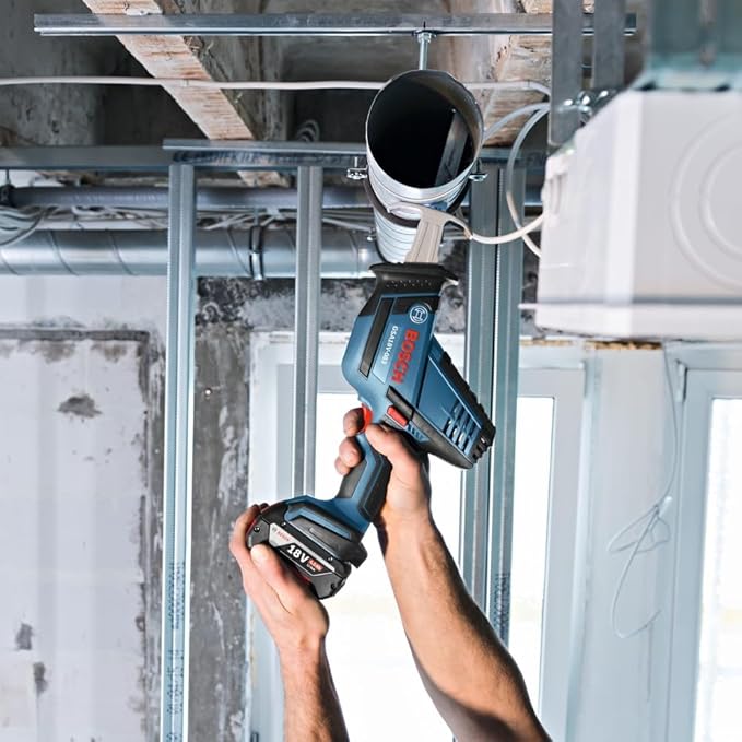 BOSCH GSA18V-083B 18V Cordless Reciprocating Saw - Lightweight & Compact, 0.83" Stroke, 3,050 SPM, Variable-Speed Trigger, Toolless Blade Change, LED Light (Bare Tool)