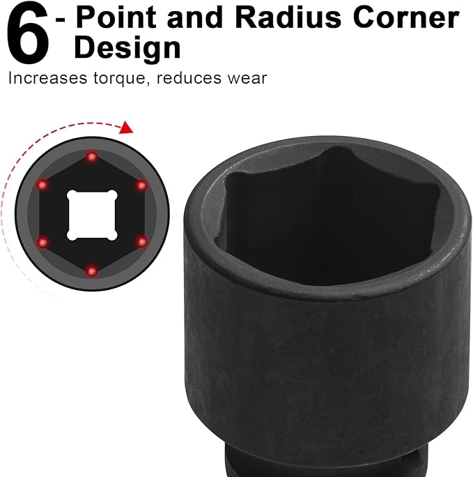 JETECH 1/2 Inch Drive 29mm Standard Impact Socket, Chrome Molybdenum Alloy Steel, 6-Point Design, Metric