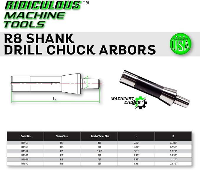 R8 to JT3 Drill Chuck Arbor-Machinist Choice
