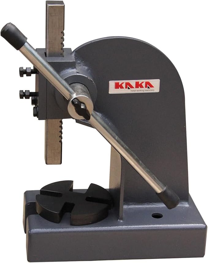 KAKA INDUSTRIAL Arbor Press, 1-Ton Capacity Manual Arbor Press, Heavy-Duty Steel Body, 4-Inch Height, Portable Hand Press for Bearing, Riveting, and Metalworking AP-1